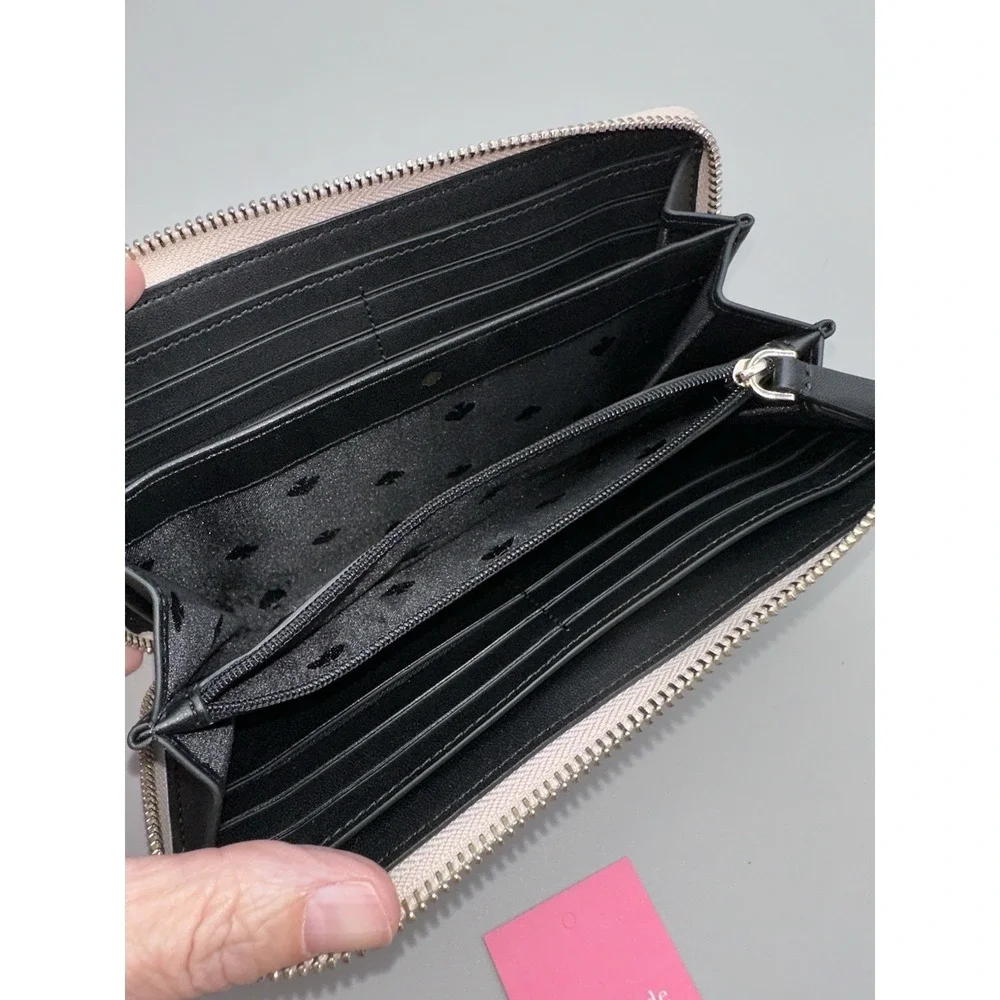 Kate Spade NWT Cameron Large Continental Wallet Warm Beige Black